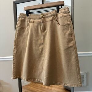 Style J Women's Beige A-Line Denim Skirt Size 34 Cotton Blend